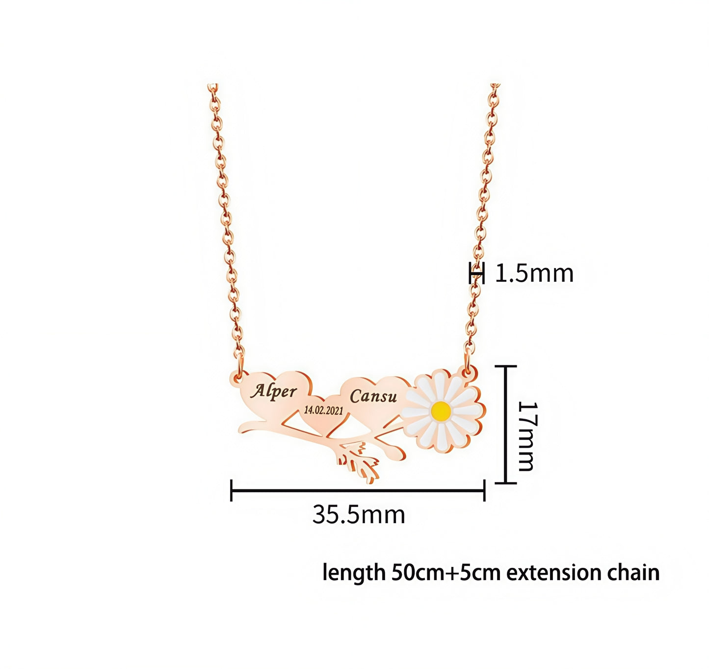 Natual Walnut Jewelry Box Custom Daisy Initial Necklace Personalized Gift for Her Pure Love Necklace Gift for Mom or Teacher and DaughtercName Necklace Birthday Gift for Women