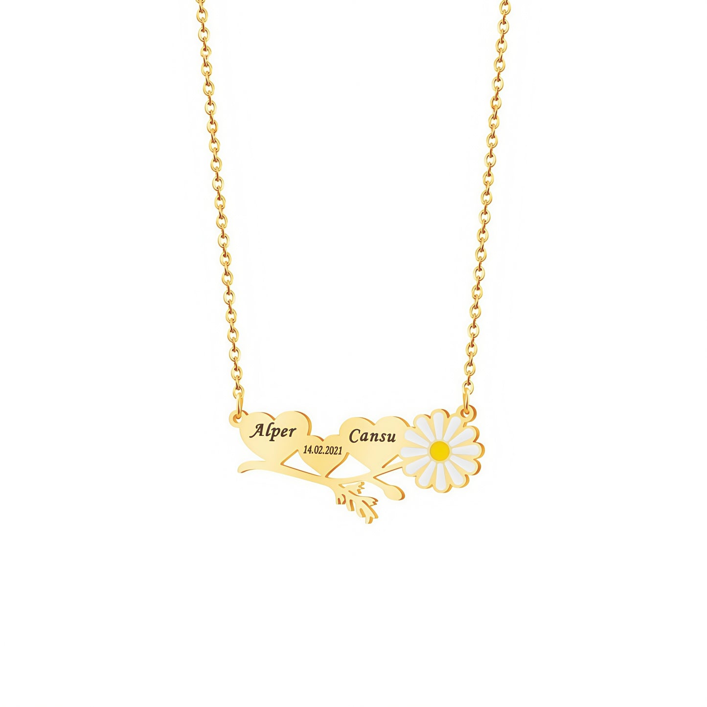 Natual Walnut Jewelry Box Custom Daisy Initial Necklace Personalized Gift for Her Pure Love Necklace Gift for Mom or Teacher and DaughtercName Necklace Birthday Gift for Women