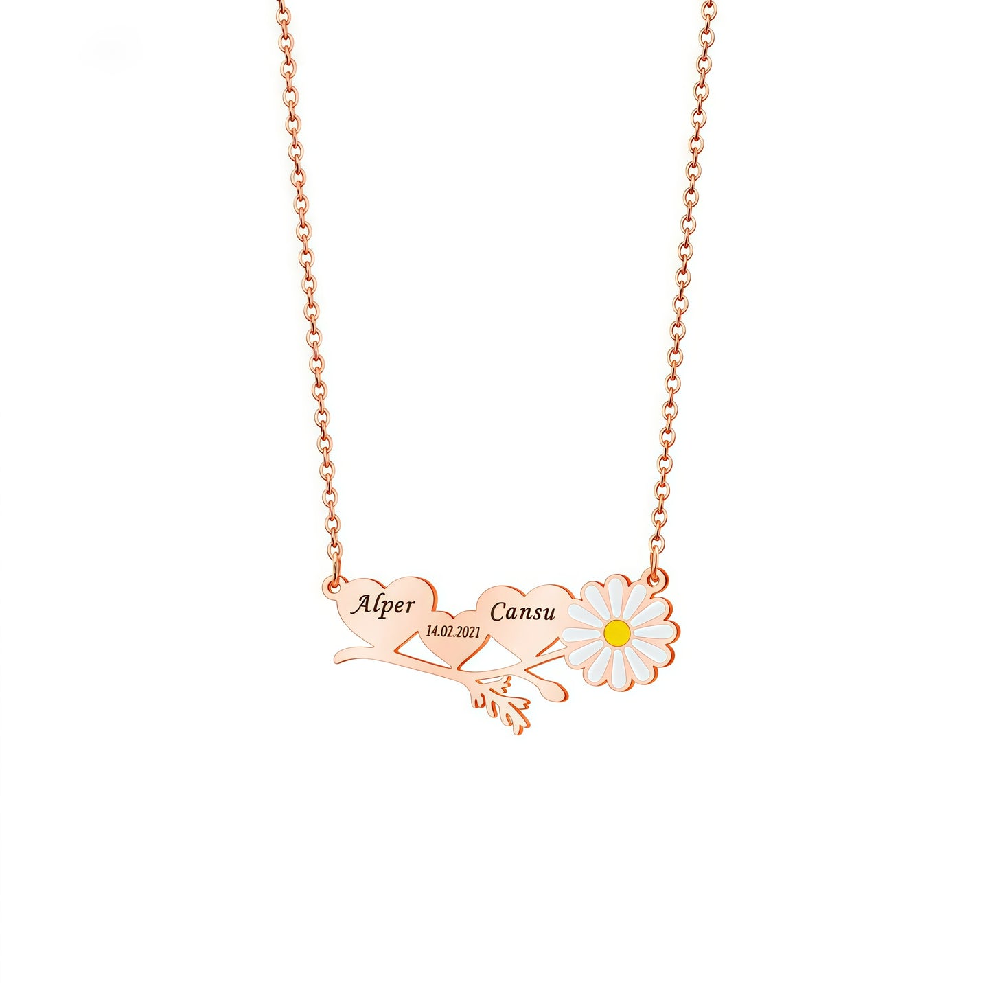 Natual Walnut Jewelry Box Custom Daisy Initial Necklace Personalized Gift for Her Pure Love Necklace Gift for Mom or Teacher and DaughtercName Necklace Birthday Gift for Women