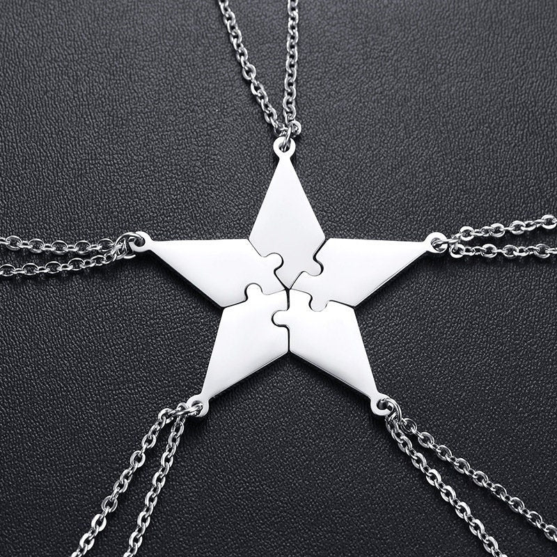 Personalized 5 PCS/Set BFF Puzzle Pendants Necklaces for Best Friends Sisters Brothers Free Engraving