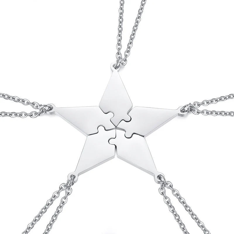 Personalized 5 PCS/Set BFF Puzzle Pendants Necklaces for Best Friends Sisters Brothers Free Engraving