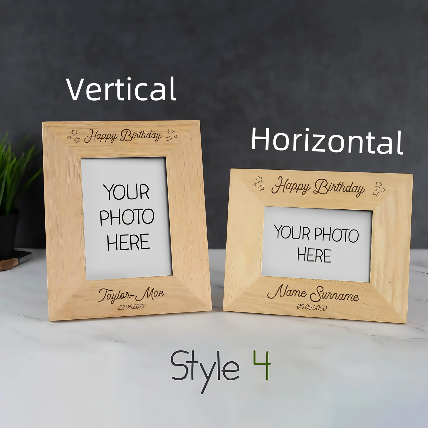 Personalised Wooden Photo Frame 4 x 6" / 5x7” Picture Frame - Any Text, Any Occasion - Personalised Gift for Birthday Wedding Valentines