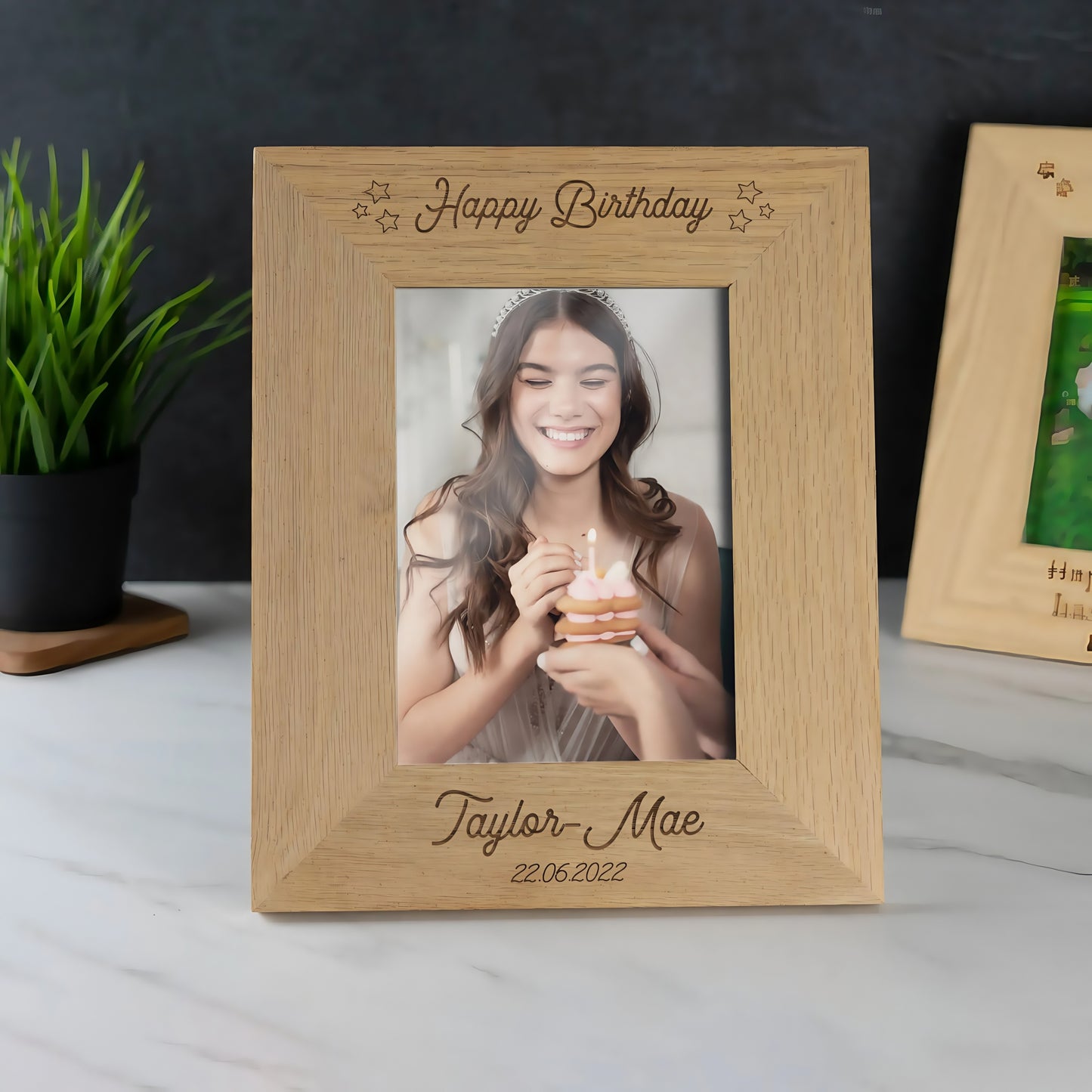Personalised Wooden Photo Frame 4 x 6" / 5x7” Picture Frame - Any Text, Any Occasion - Personalised Gift for Birthday Wedding Valentines