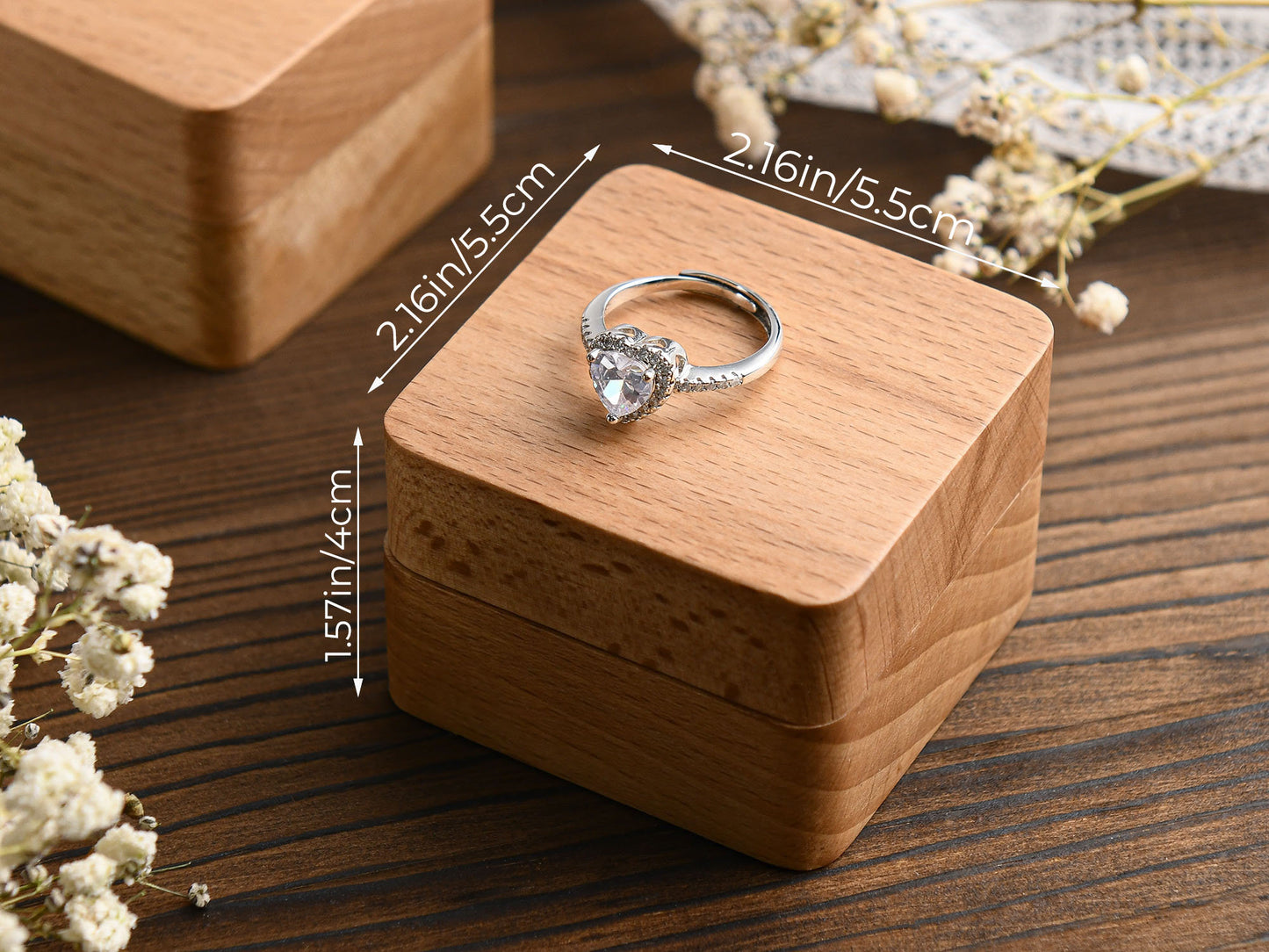 Custom Wooden Wedding Engagement Ring Box,Wedding Ring Box,Personalized Engraved Wood Ring Bearer Box,Square Ring Bearer,Anniversary Gift